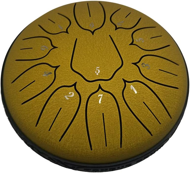 Yahpetes Steel Tongue Drum Musical Percussion Instrument Metal Rain Drum for Outside 6 Inch 11 Notes C-Key for Meditation Yoga Education Percussion with Bag, Music Book, Mallets (6"11 tone, Gold) - Image 4